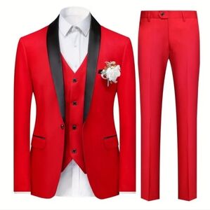 NEW ELEGANT STYLISH MENS 3 PIECE JACKET VEST SLACKS FORMAL SUIT SIZE 2XL-SIZE 44